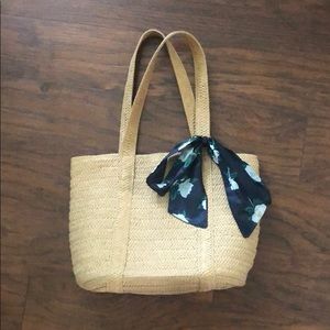 Draper James Small Straw Bag with Floral Scarf
